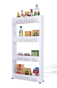 Storage organizer rack with 4 layers for space efficiency