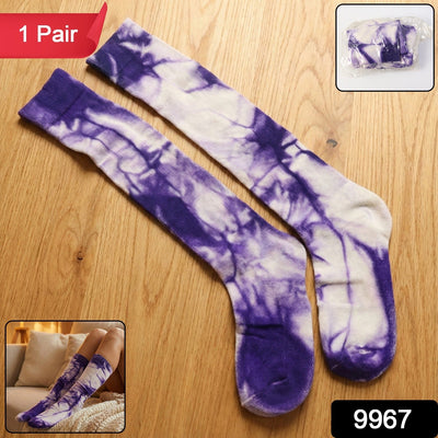 Purple & White Tie-Dye Long Socks (1 Pair) - second image