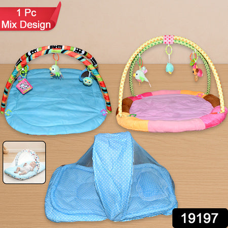 Baby Play Gym & Sleeping Mat with Mosquito Net & Hanging Toys