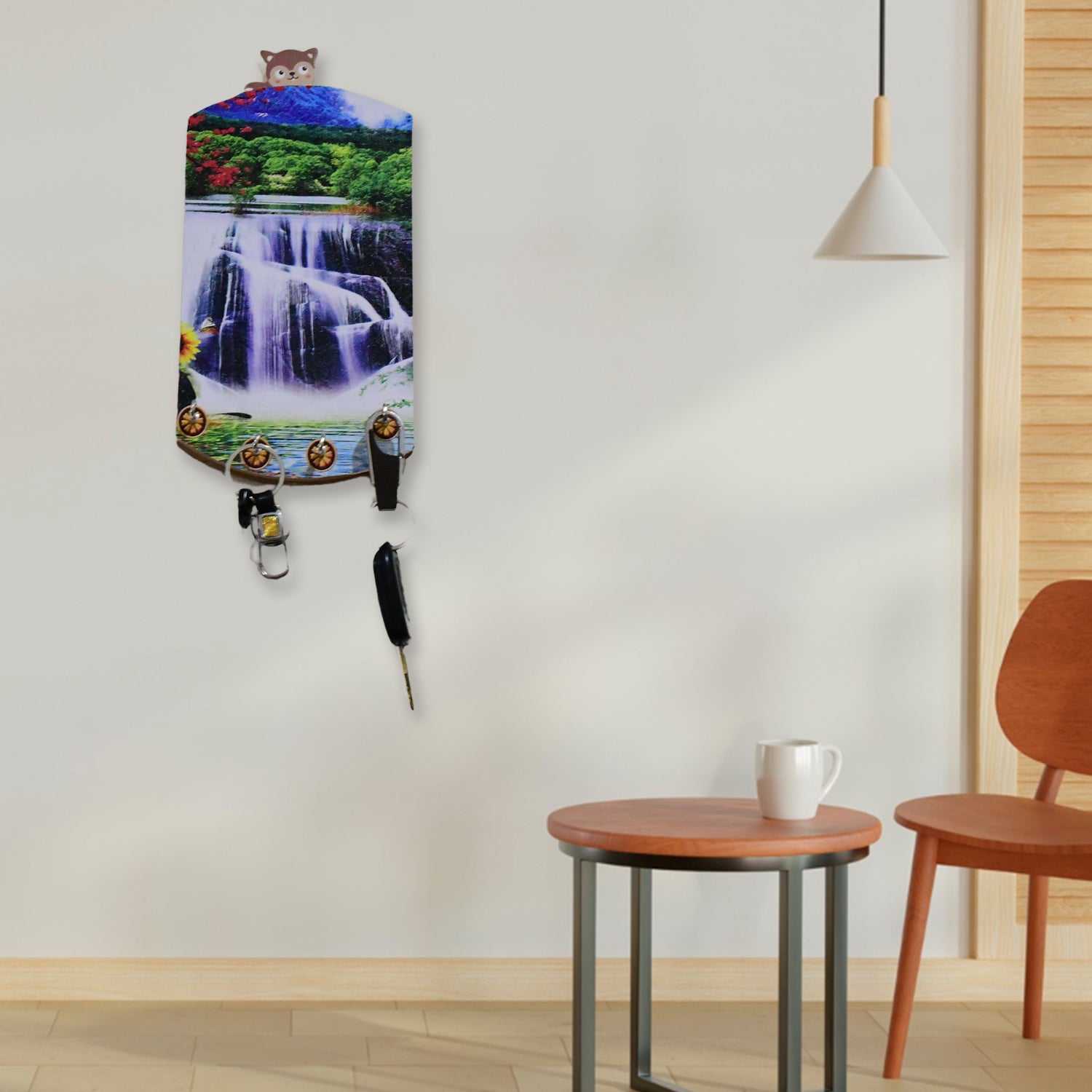 Decorative Wooden Vertical Scenery With Hooks For Wall Hanging - LootFaat