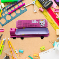 Double Decker Magic Bus Compass 2 Layer Metal Bus Compass Pencil Case With Movable Wheels  Sharpener Bus Shape With Tiers Metal Pencil Box For Kids Birthday Party - LootFaat