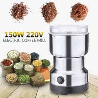 Stainless Steel Nima Electric Grinder | Multifunctional Mixer Grinder & Coffee Maker | Powerful Grinding Machine for Coffee Beans, Dry Spices, Nuts & Grains | Compact & Durable Design
