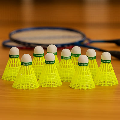 Premium Plastic Badminton Shuttlecock Set (10 Pcs)