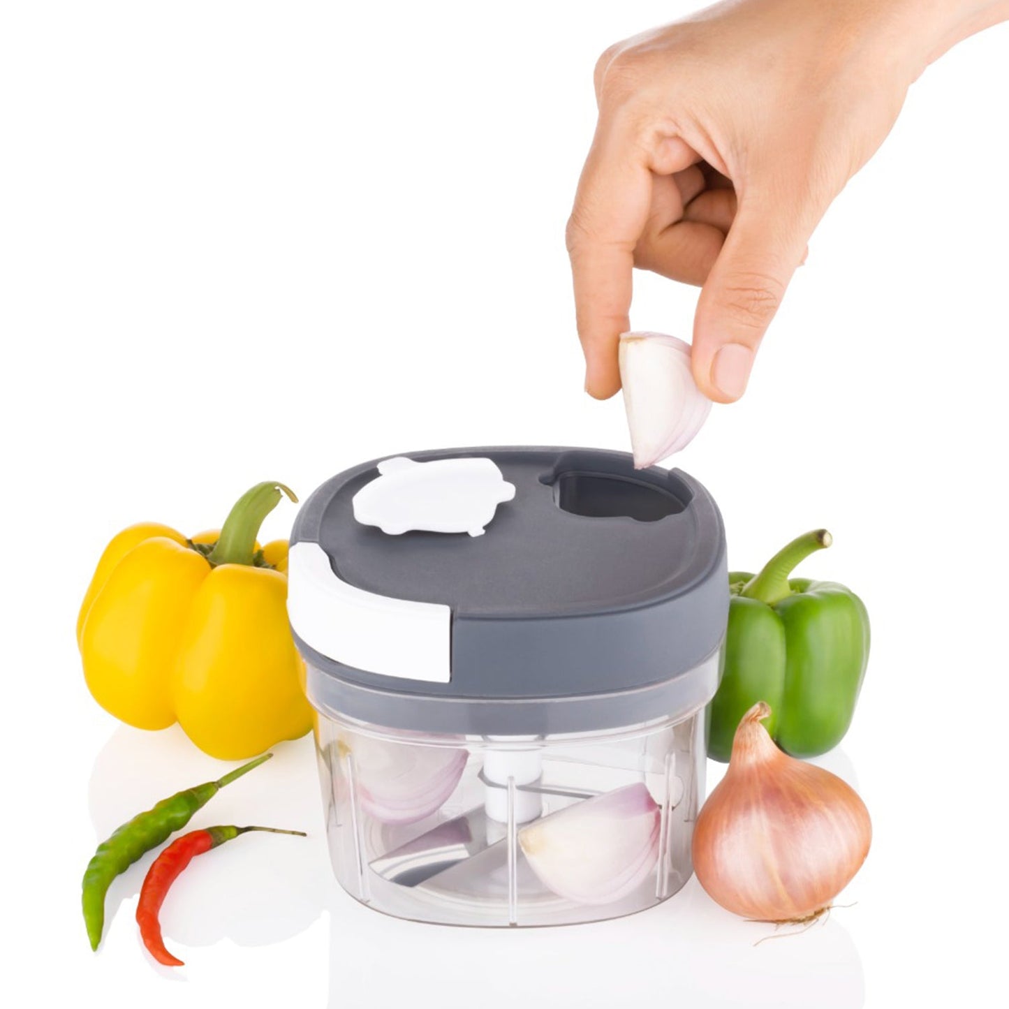 2in1 Handy Chopper And Slicer For Home  Kitchen (600ml Capacity) - LootFaat