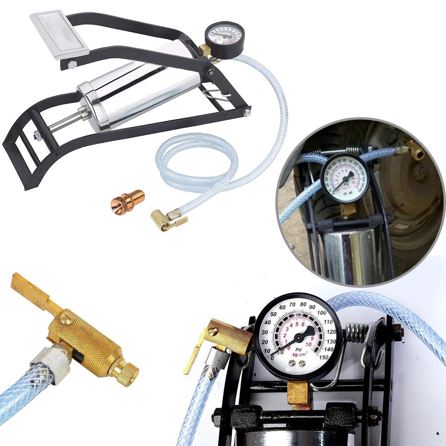 Heavy Duty Steel Foot Pump for Cars, Bikes & Cycles