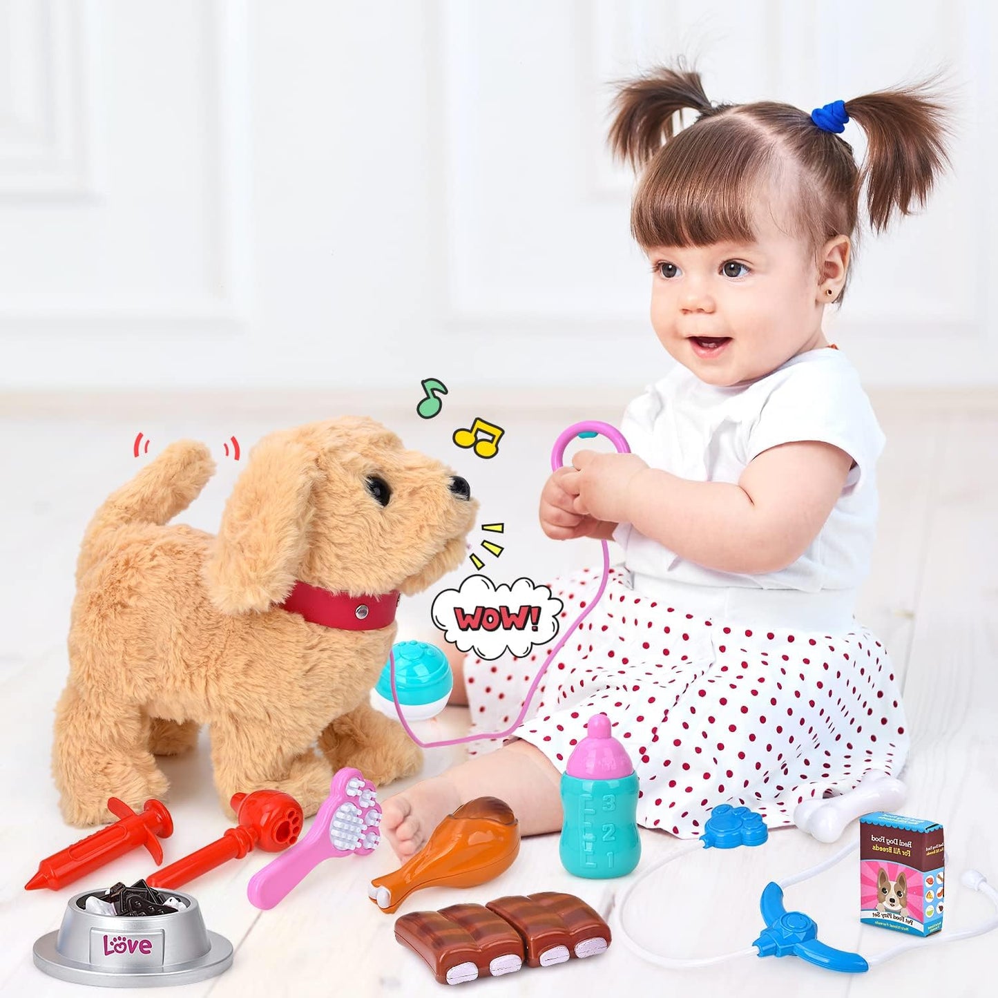 Electronic Interactive Plush Puppy Toy – Walking, Barking, and Tail Wagging Pet for Kids