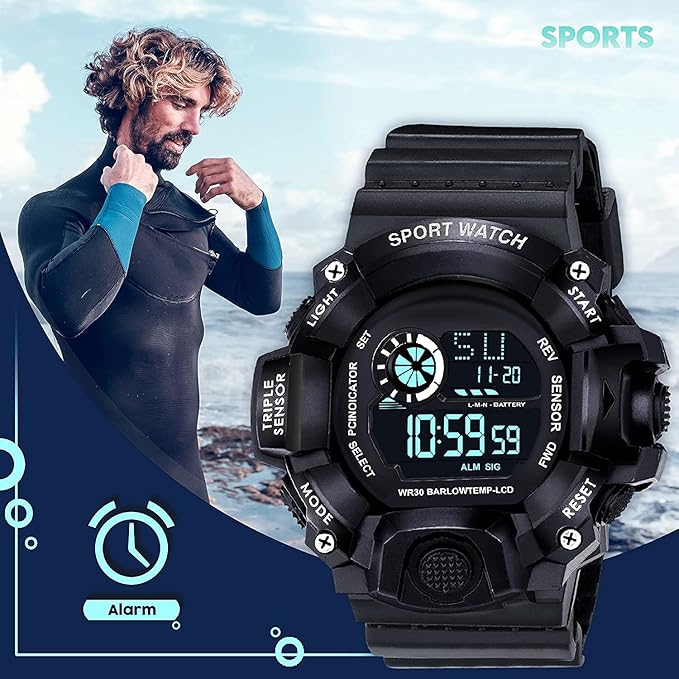 Digital Sports Watch – Rugged Outdoor Multi-Function Countdown Timer & Alarm