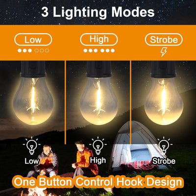 Rechargeable Camping Lights For Tents Led Camping Tent Lantern 3 Lighting Modes Tent Lamp Portable Emergency Camping Lights With Clip Hook For Camping Hiking Fishing Backpacking (1 Pc)