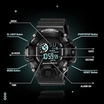 Digital Sports Watch – Rugged Outdoor Multi-Function Countdown Timer & Alarm - second image