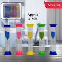 8756 Sand Timer Plastic Hourglass Sand Glass Toy Sand Clock For Kitchen Office School And Brushing Teeth For Bathroom Timer Clock Children Hourglass Sand Glass Toothbrush Household Sand Clock (3 Min Approx  5 Pc)