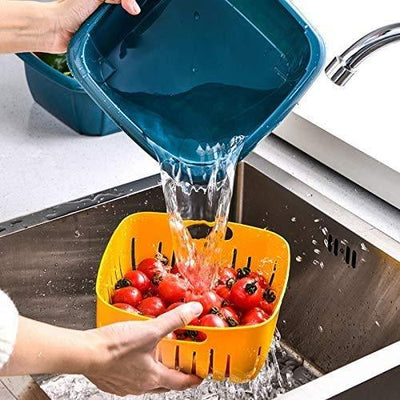 Double Layer Food Drainer Washing Basket With Collapsible Strainers Colander - second image