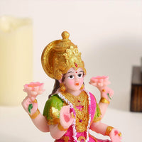 Beautiful Decorative Lakshmi Mata Idol Sitting On Lotus (1 Pc)