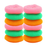 Nylon scrubbers, round design, 12 pieces for thorough cleaning.