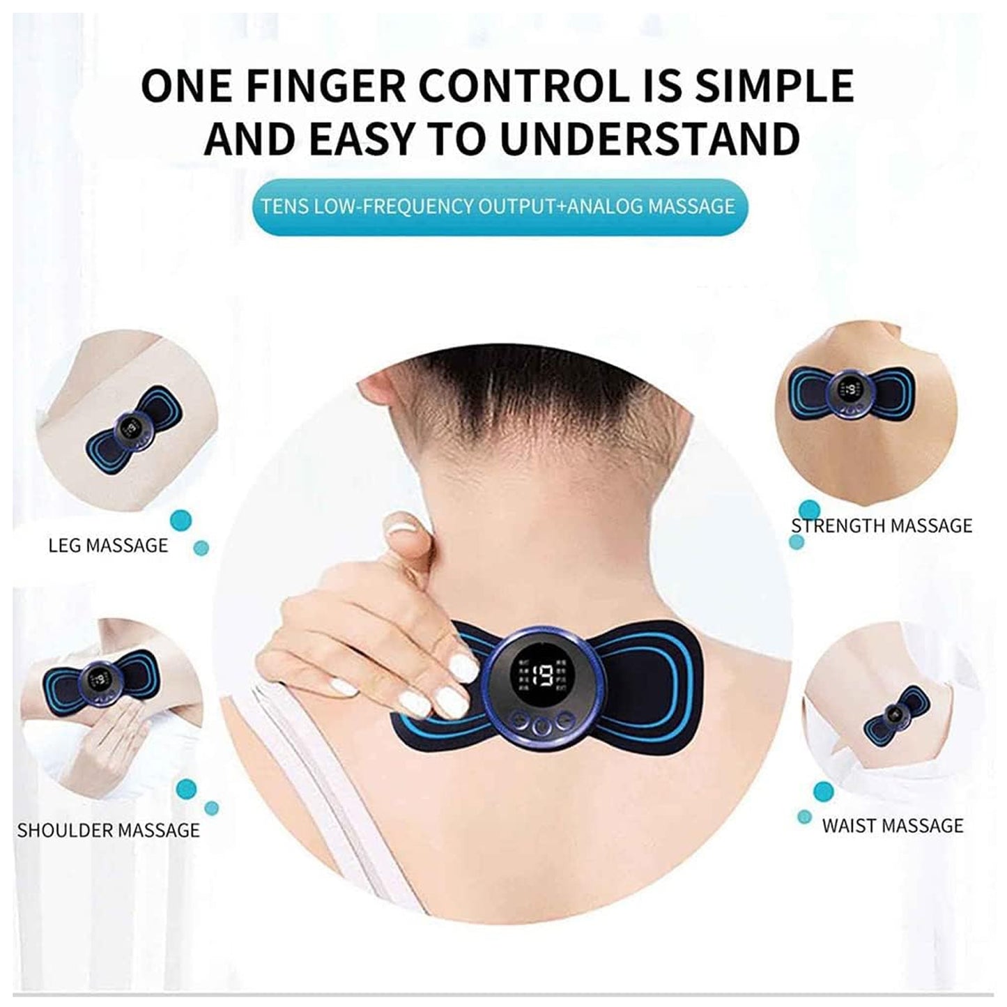 Mini Portable EMS Neck Massager for Lymphatic Drainage & Pain Relief