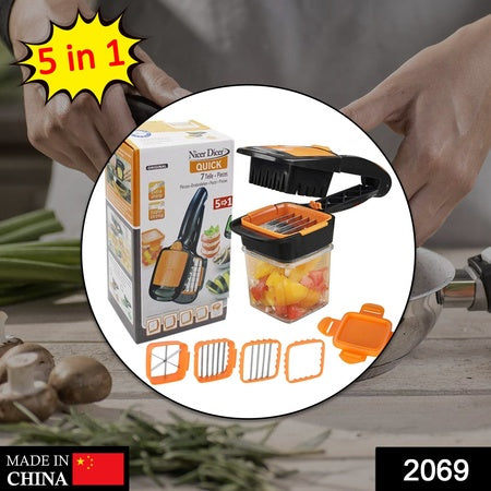 5 In 1 Nicer Dicer Used For Cutting And Shredding Of Various Types Of Food Stuff In All Kitchen Purposes. - LootFaat