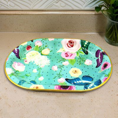 Big Plastic Flower Printed Design Serving Tray (1 Pc  35 X 24 Cm) - second image