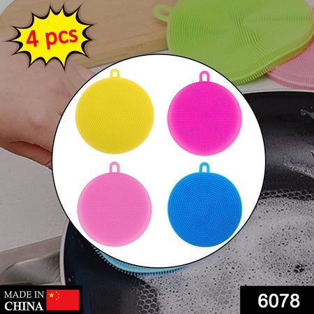 Silicone Dish Scrubber Sponge Mildew Free Non Stick (Mix Color) - LootFaat