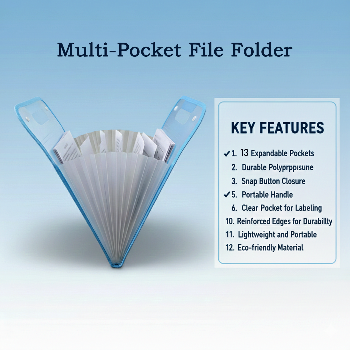 13 Pocket Document File Folder with Handle Stationery detail view 4