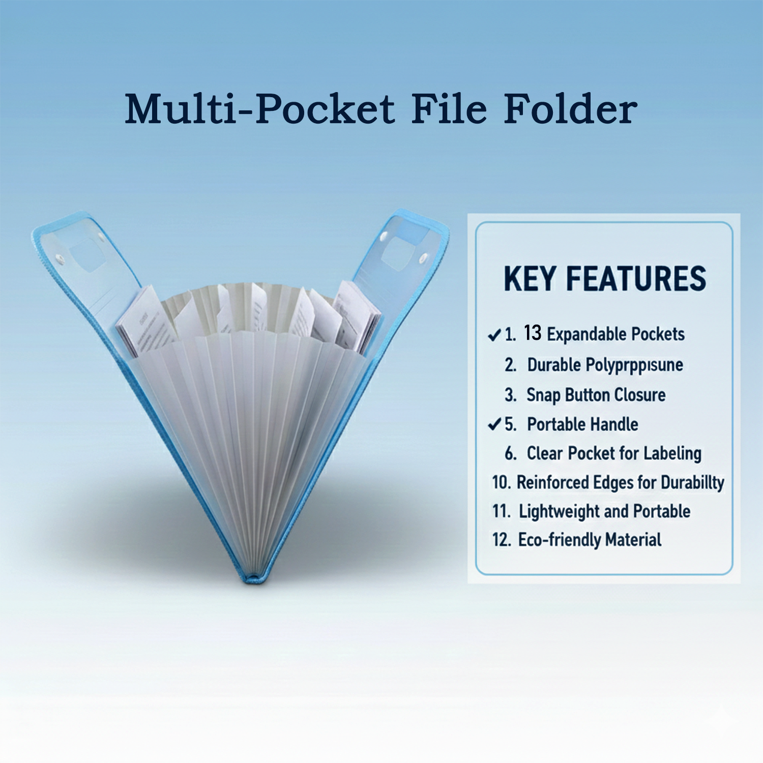 13 Pocket Document File Folder with Handle Stationery detail view 4