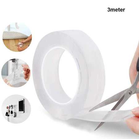 Double Sided Nano Adhesive Tape 3 Meter Washable Traceless Nano Gel Tape Multipurpose - LootFaat