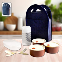 128 Steel Lunch Box Set (4 Pcs Black)