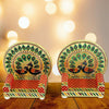 Meenakari Work Laddu Gopal Singhasan For Pooja Mandir Wooden Krishna Ladoo Bal Gopal Sofa Asan Home Decorative Premium Look Decorative Singhasan Suitable For Home Office Restaurant (2 Pc Set)