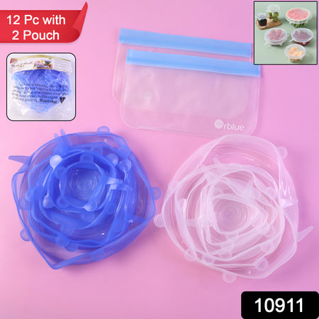 12 Peace Reusable Stretch Lids Set With 2 Storage Pouches  Flexible Food Cover Lids Home & Kitchen detail view 6