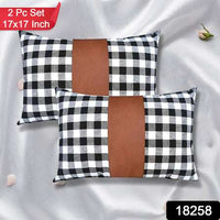 Pillow Covers Leather  Cotton Cushion Covers (17  17 Inch  1 Pair  2 Pc) - LootFaat