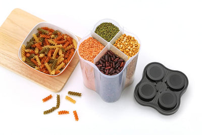 Plastic Lock Food Storage 4 Section Container Jar For Grocery Fridge Container. - second image