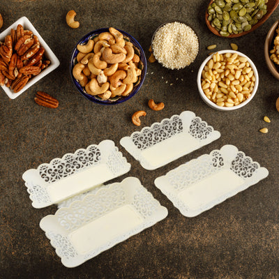 10033 Rectangle Plastic Dinner Plate Snacks  Breakfast Restaurant Serving Trays Home School Coffee Hotel Kitchen Office (8 Pcs Set) - second image