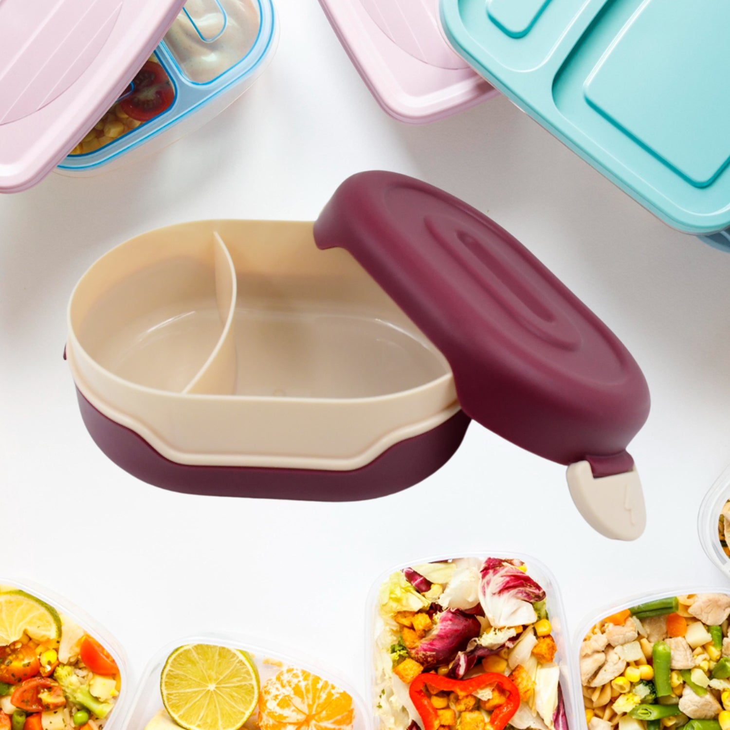 Airtight Food Grade Tiffin Box With 2 In 1 Spoon And 2 Compartment - LootFaat