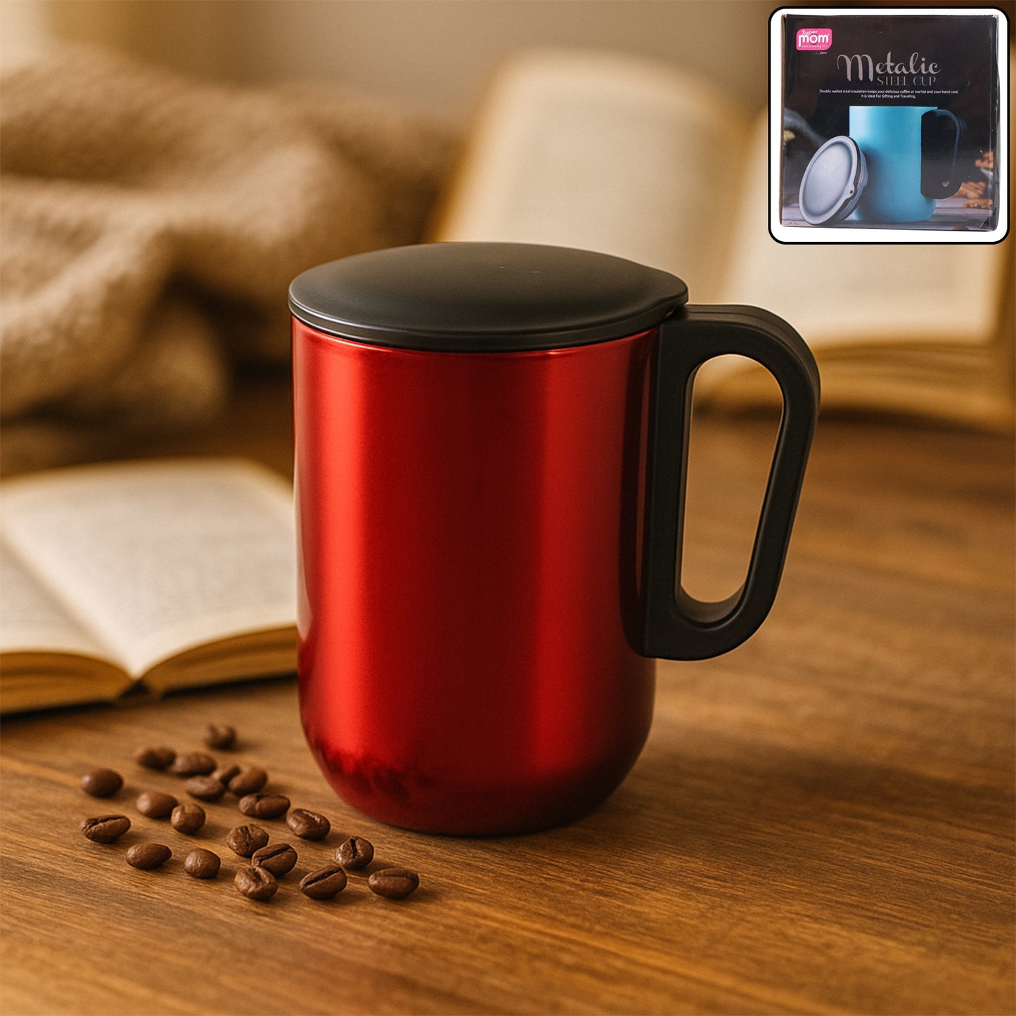 Stainless Steel Metallic Coffee Mug Approx 300ml (1 Pc)