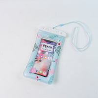 Waterproof Peach Transparent Mobile Pouch With Neck Strap (1 Pc)