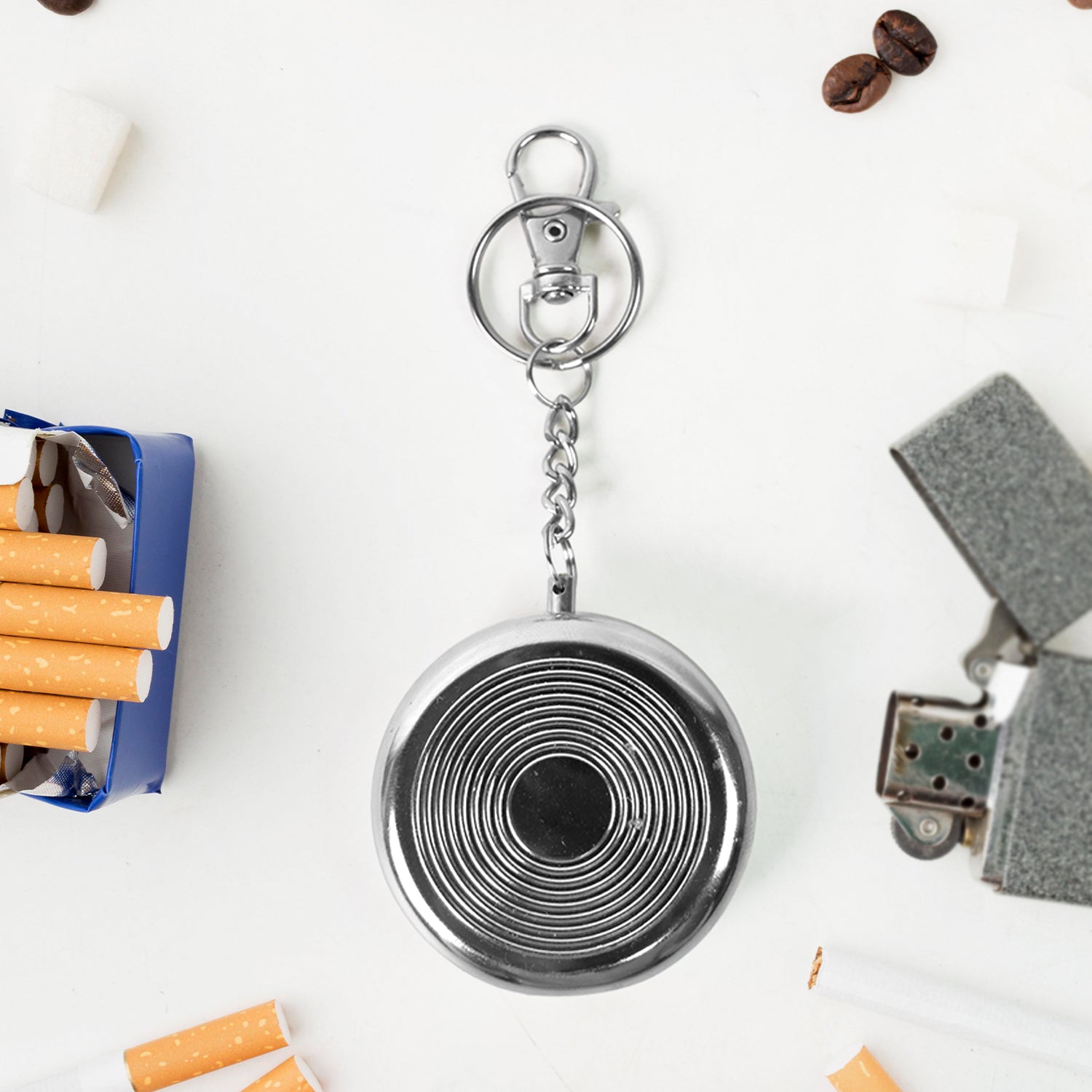 Mini Pocket Ss Ashtray With Keyring (1pc) - LootFaat