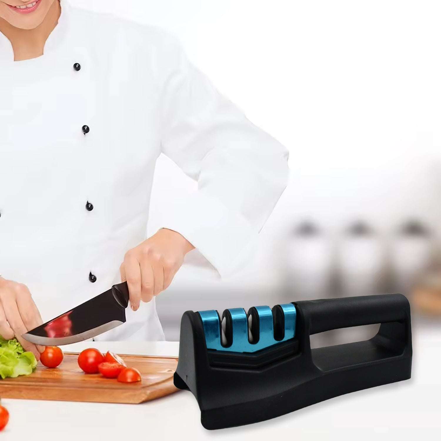 Knife Sharpener For Kitchen  Knife Sharpener With Vegetable Chopper And Fish Scale Remover  Handheld Knives  Pocket Knife Sharpener  Knife Sharpener For Chefs  Serrated Knife (9in1) - LootFaat