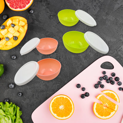 Multipurpose Small Round Plastic Bowl  Katori With Lid Microwave Safe Reusable Lightweight Bowl Dishwasher Safe Chutney Bowl (4 Pcs Set) - second image