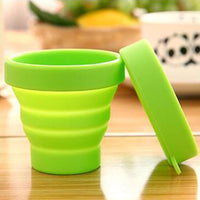 Round Silicone Foldable Glass  Cup Foldable Travel Mug With Lid (1 Pc) - LootFaat