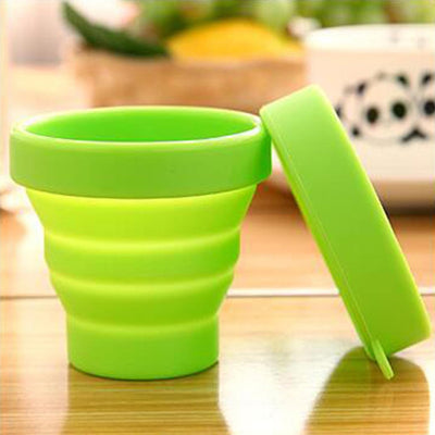 Foldable Silicone Travel Mug with Lid - Collapsible Camping Cup