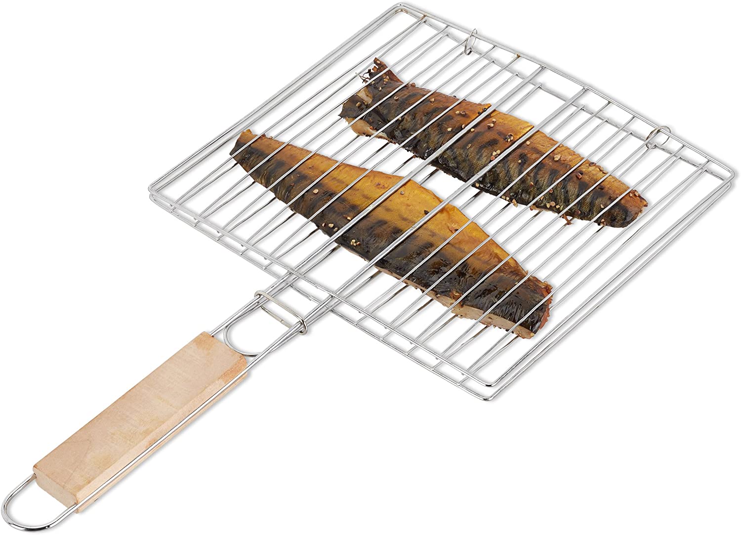 Kitchen Square Roaster Papad Grill Barbecue Grill With Wooden Handle - LootFaat