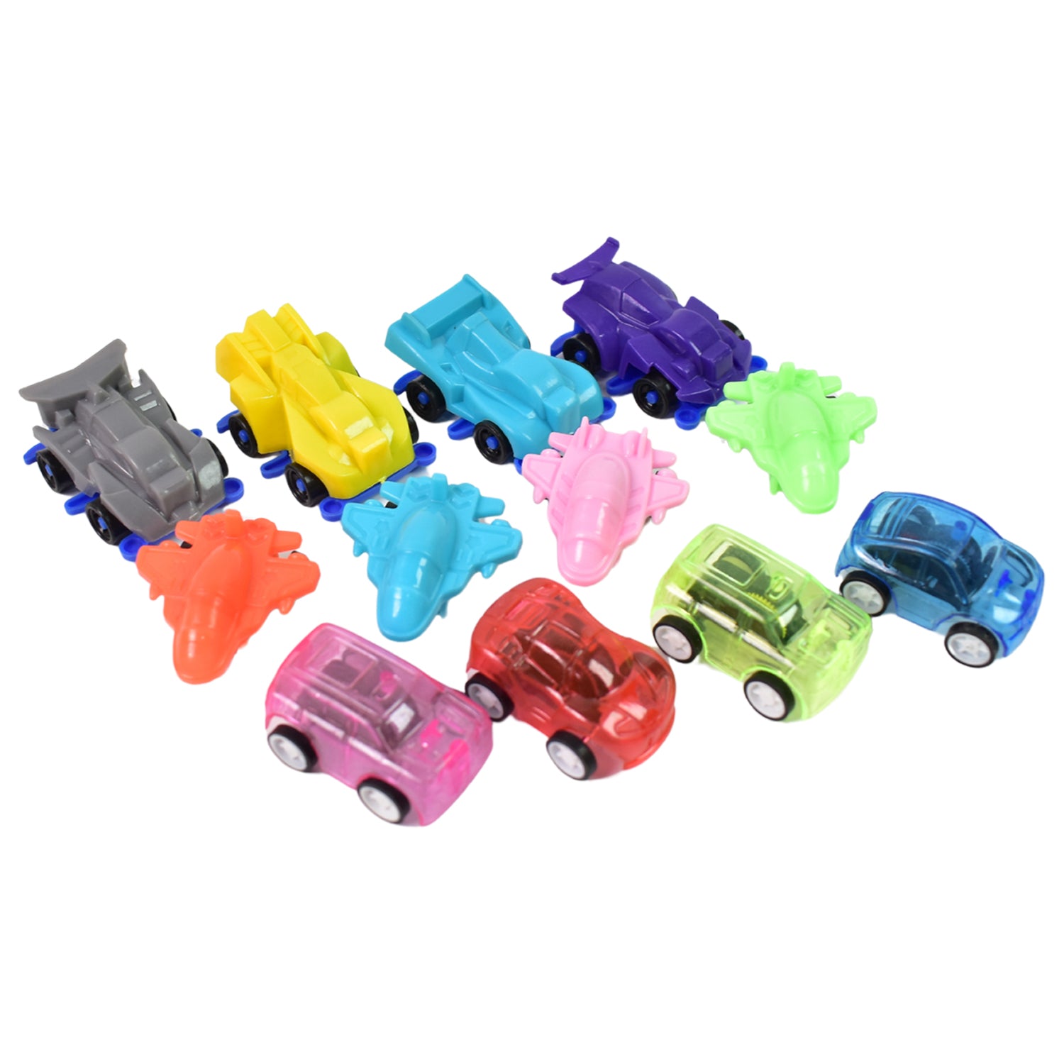 Mini Pull Back Car  Aeroplane Plastic Pull Back Car Cartoon Toys (12 Pcs Set) - LootFaat