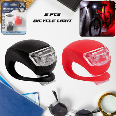 Silicone LED Bike Light Set - Waterproof Front & Rear Lights