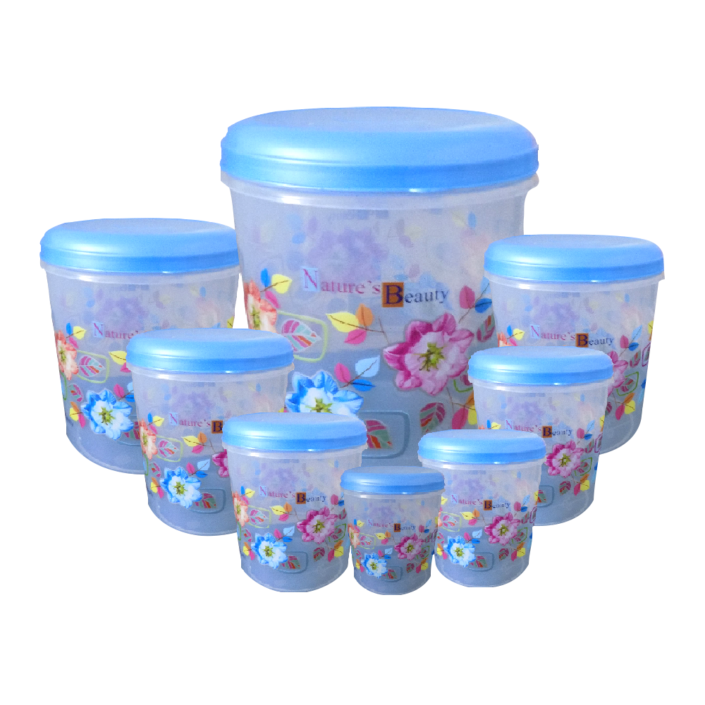 Air Tight Plastic Transparent Container Set (10000ml 7000ml 5000ml 3000ml 2000ml 1000ml 750ml 500ml) - LootFaat