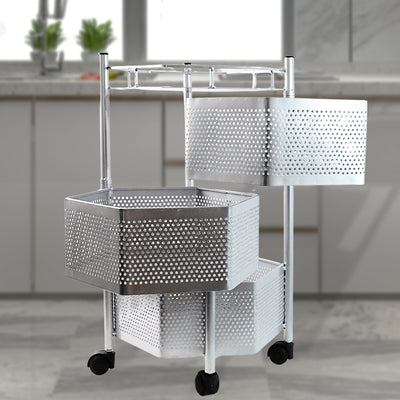 Premium 3-layer Hexagon Kitchen Storage Trolley With Wheels (1 Pc) - second image