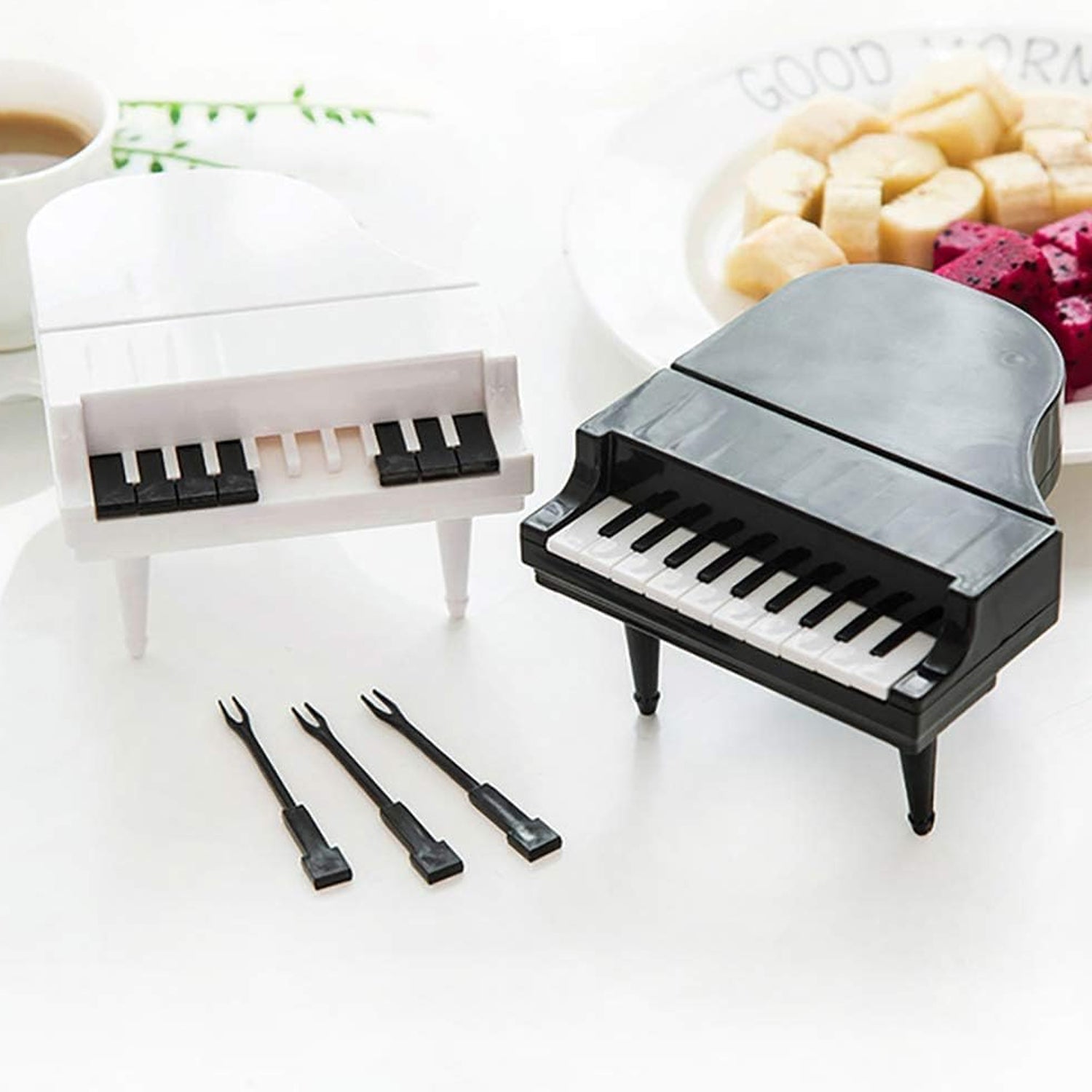 10pcslot Creative Piano Fruit Forks Set Food Sticks For Dessert Fruit Snack Picking Kitchen Dining Tools (10 Pc Set) - LootFaat