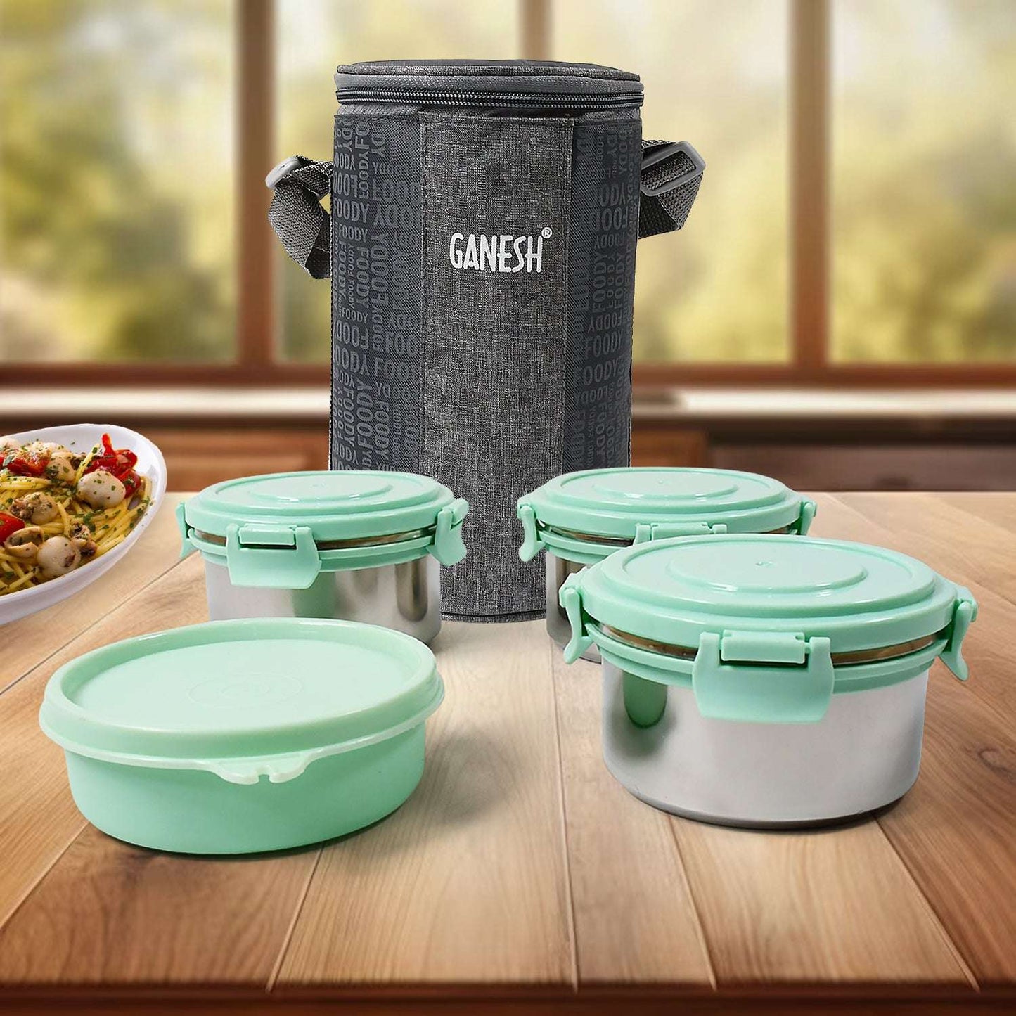 4-in-1 Stainless Steel Lunch Box with Insulated Bag