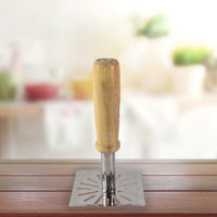 Kitchen Tools Wooden Handle Square Stainless Steel Potato Masher (1 Pc) - LootFaat
