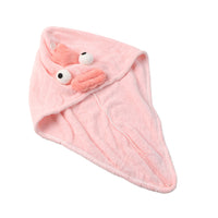 Cartoon Microfiber Hair Drying Towel Wrap with Button