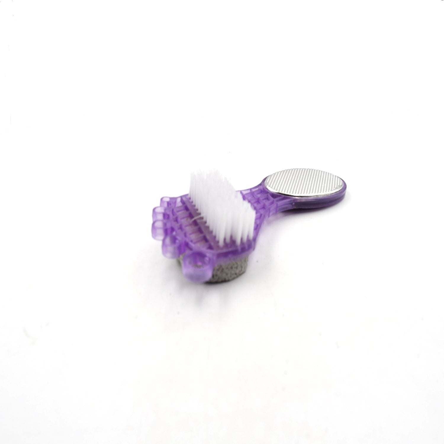 4 In 1 Pedicure Tool For Rough  Dry Feet Dual-sided With Pumice Stone Soft Brush Steel Scrubber  Emery File Softens Hard Foot Corns  Calluses Cleanses  Smoothens Dull Feet - LootFaat