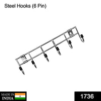 Multipurpose Stainless Steal Hanger Strip Hooks (6 Pin) - LootFaat