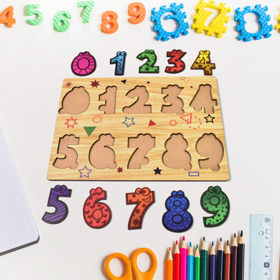 Wooden Number Puzzle - Educational Learning Board for Toddlers